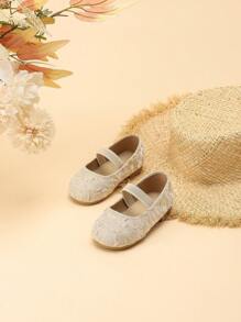 Girls' Fashion Pleated Fabric Non-Slip Round Toe Ballet Shoes, Versatile New Style Princess Shoes, Soft Bottom Runway French Loafers, Suitable For Performance In Spring, Summer And Autumn - Beige - View 3