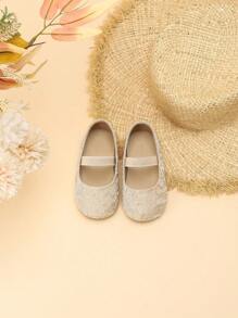 Girls' Fashion Pleated Fabric Non-Slip Round Toe Ballet Shoes, Versatile New Style Princess Shoes, Soft Bottom Runway French Loafers, Suitable For Performance In Spring, Summer And Autumn - Beige - View 4