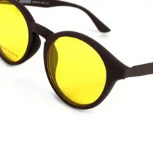 Men's Round Flexible Glasses Frame For Prescription + 2 Clip-On Polarized/Night Drive Various Colors FAST Shipping CM246 - C5 Nâu - Xem 2
