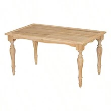 TOPMAX Vintage Traditional 82.7inch Extendable Dining Table With 23.6inch Removable Leaf, Natural - 奶油色+棕色+橡膠木+傳統如圖 - 查看 5