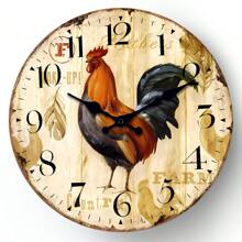 8 Styles Vintage Modern Farmhouse Rooster Wall Clock, Quartz Silent Wooden Clock For Living Room Bedroom Dining Room Office Outdoor Home Decor, Spring Gift 10inch 12inch 14inch 16inch (No Batteries) - Multicolor - View 13