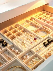 9pcs/Set Stackable Jewelry Tray, Jewelry Dish, Desktop Storage Box, Elegant Portable Stacking Jewelry Rack, Suitable For Earrings, Necklaces, Rings, Bracelets, Pendants, Lipsticks, Pearls, Brooches, Bedroom Accessory Back To School