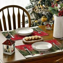 6/12/24/36 pezzi Tovagliette di carta decorative natalizie con fiori, 18x12 pollici, tovagliette monouso decorate con palline a quadri natalizi, adatte per pranzi e cene di Natale, matrimoni e feste, decorazione tavolo di casa e cucina a Natale (pupazzo di neve, fiocco di neve, palline di Natale)