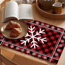 6/12/24/36 pezzi Tovagliette di carta decorative natalizie con fiori, 18x12 pollici, tovagliette monouso decorate con palline a quadri natalizi, adatte per pranzi e cene di Natale, matrimoni e feste, decorazione tavolo di casa e cucina a Natale (pupazzo di neve, fiocco di neve, palline di Natale)