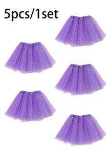 Vestido de tutú de pastel de ballet colorido, colores brillantes, estrellas y luna con lentejuelas brillantes, vestido de gasa multicapa, disponible en sets de 1 pieza, 3 piezas o 5 piezas, adecuado para jugar a la princesa de hadas, actividades de fiesta festiva. Accesorios del Día de San Valentín - A - Ver 34