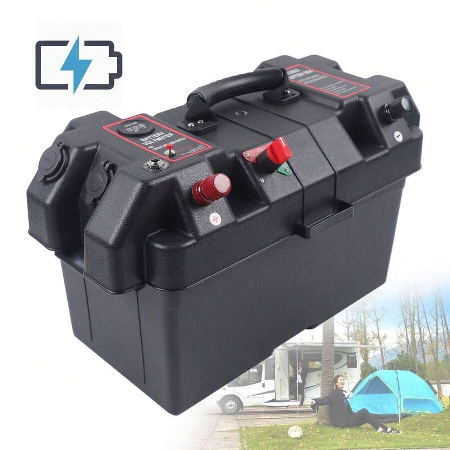 Leisure Battery Box Large With Strap Dual USB For Boat Caravan Camper Motorhome - 1 - View 1