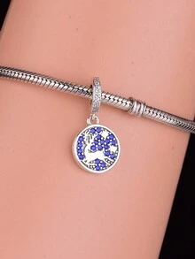 HuooNew 1 件 925 纯银驯鹿方晶锆石吊坠水晶珠 DIY，女性圣诞礼物 - 銀色 - 查看 3