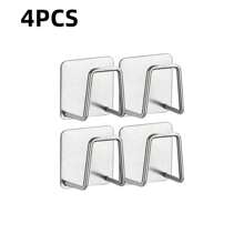 4 Pcs Sponge Holder For Kitchen Sink Caddy Rack Adhesive Stick On Mount Holder For Sponges, Scrubbers And More Kitchen Tools Stainless Steel Hook - Silver - View 1