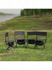 2-Piece Folding Outdoor Chair With Storage Bag, Portable Chair For Indoor, Outdoor Camping, Picnics And Fishing,Grey - 灰色+鋼-4 - 查看 3