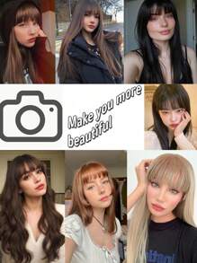 Clip In Bangs Hair Extensions 6 Inch Brown Black And White Hair French Bangs Fake Bangs Hair Clip On Bangs For Women Fringe With Temples Hairpieces Curved Bangs For Daily Wear - Light Brown - View 8