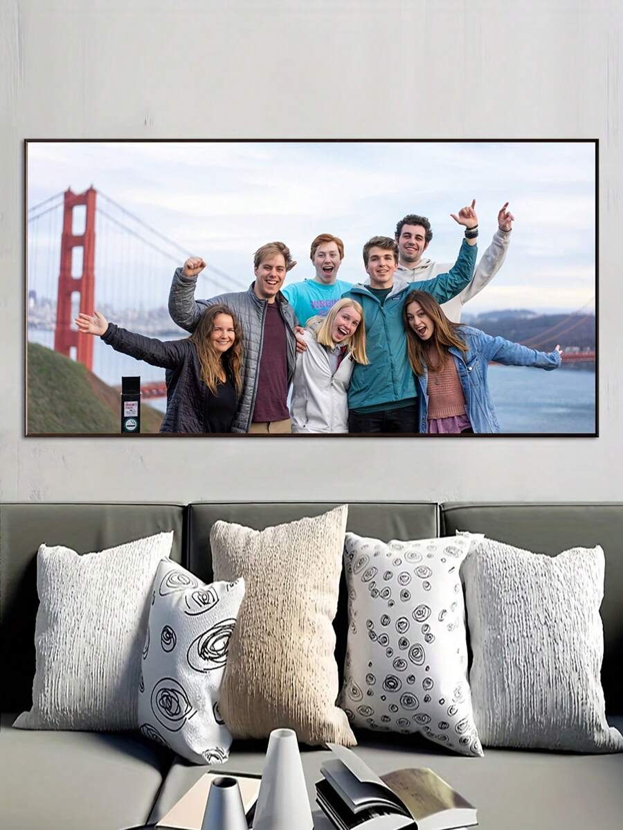 1pc Customised Frameless Canvas Poster, Modern Art, Family, Friends, Couples Photo Wall Art, Ideal Gift For Bedroom Living Room Hallway, Wall Art, Wall Decor, Winter Decor, Interior Decoration, Valentine Day, Valentine Day Decor,Graphic Print - Multicolor - View 1