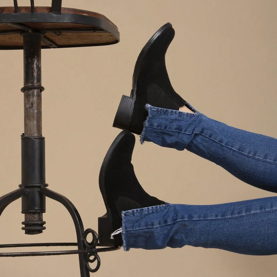 Women's Chelsea Boots, Suede, Comfort, Day To Day, Sizes 33 To 40 - 黑色 - 查看 1