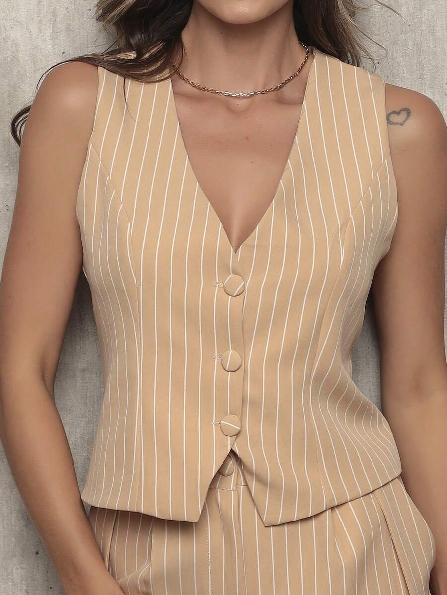WOMEN'S PANTS AND CROPPED TOP SET - Champán - Ver 1