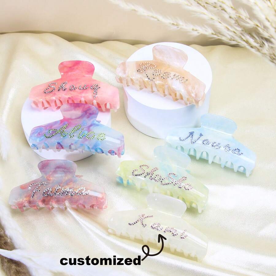 Spersonalizowana spinka do włosów z kryształkami, Kolorowa spinka do włosów, Spinka do włosów z kryształkami, Spinka do włosów z kryształkami, Akcesoria do włosów, Spersonalizowana spinka do włosów z imieniem, Spinka do włosów, Różowy prezent dla księżniczki, Spersonalizowana spinka do włosów z imieniem, Akcesoria do włosów na ślub, Wiosna Lato Jasne kolory