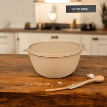 10 Airtight Food Jars Round Food Organizer Container Lunch Box - 米色 - 查看 2