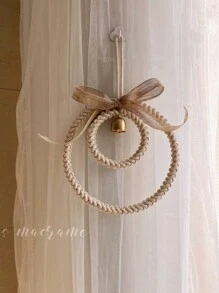 1pc Hand-Woven Bell Hangings, Nordic Style Simple Home Decoration Gifts, Room Decoration Bells Wall Decor,Home Decor,Room Decor,Wall Decor - Beige - View 2