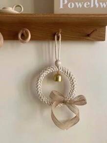 1pc Hand-Woven Bell Hangings, Nordic Style Simple Home Decoration Gifts, Room Decoration Bells Wall Decor,Home Decor,Room Decor,Wall Decor - Beige - View 3