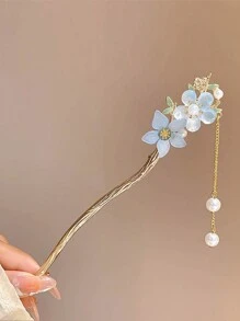 8 Stück/4 Stück/1 Stück Retro Blumen Quaste Haarclips, Haaraccessoire, eleganter Hanfu Haarschmuckstab für Damenfrisuren, Haarknoten, Haarstyling Pins