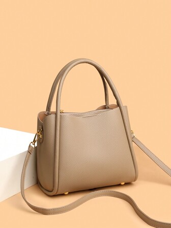 1 件纯色水桶包，简约斜挎包，适合女性日常使用