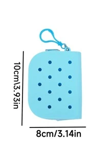 1 件纯色软硅胶零钱包、洗手卡夹，带拉链