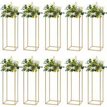 HOHOBLA LOYALHEARTDY-BTG 10 Pcs Gold Wedding Flower Centerpiece, Metal Flower Holder Flower Arrangement, 24in/60cm Tall Geometric Centerpieces Vase For Table, Home Party Wedding Decorations Flower Rack[Best Gift For Family&Friends]