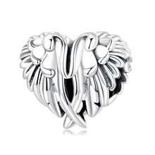bamoer 1 PC 925 Sterling Silver Angel God Charms Wings Beads Heart Cupid Belief Pendant Fit Women Bracelet Necklace DIY Fine Jewelry - Silver - View 16