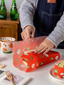 50 张/包圣诞主题三明治油纸、一次性寿司、汉堡层压防油纸、圣诞快乐、 - 彩色 - 查看 2