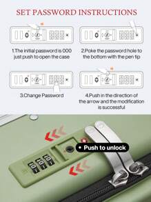 18 Inch Front Opening Carry On Luggage With Luggage Cover And Laptop Compartment Aluminum Frame Trolley Case With Mute Spinner Wheels And TSA Password Lock Travel Essential Cabin Suitcase For Men And Women For Business, Holiday, School, Avocado Green Travel Suitcase Suitcases Suit Case Travel Luggage Carry On Bags & Luggage Bag For School School Accessories School Stuff - Avocado Green - View 8