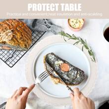 Round Braided Woven Place Mats And Coasters Set Of 12 Washable Heat Resistant Table Mats For Kitchen Dining Table Home Restaurant Christmas Wedding Party Decor - Beige(Tweed Pattern) - View 4