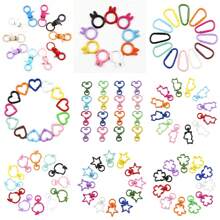 5 pièces Crochet à pression de forme de cœur, pomme, fleur, nœud papillon de couleurs mélangées, porte-clés, fabrication de bijoux DIY, accessoires de sac