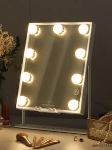 FENCHILIN Vanity Mirror With Lights 9 Dimmable Bulbs Wireless Charger Bluetooth Speaker,Makeup Mirror With Smart Touch Control For Glam Room Bedroom Detachable 10X Magnification White 9.84 X 11.81 - trắng - Xem 4