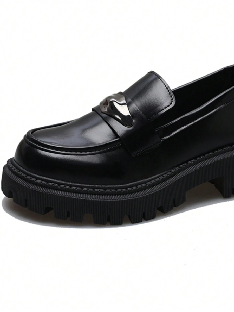 Women Loafers, Slip-On Platform Chunky Heel Penny Loafers For Women, Comfortable Women Business Casual Shoes - Grey - View 1