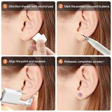 2 Packs Ear Piercing Kit,Disposable Ear Piercing Gun With Built In Cubic Zirconia Ear Stud, At Home Self Ear Piercer Kit - White - View 4
