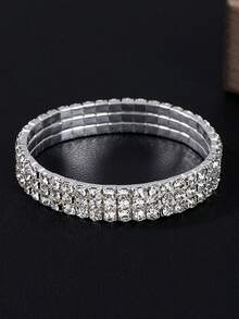 Vòng tay pha lê Rhinestone đơn/nhiều hàng co giãn thời trang, quà tặng cho vợ, bạn gái, con gái - vòng tay kim cương đầy đủ - Xem 16