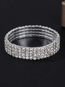 Vòng tay pha lê Rhinestone đơn/nhiều hàng co giãn thời trang, quà tặng cho vợ, bạn gái, con gái - vòng tay kim cương đầy đủ - Xem 13