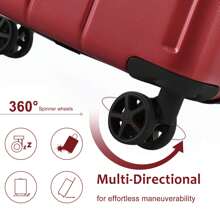 MERAX Hardshell Luggage Sets 3 Pcs Spinner Suitcase With TSA Lock Lightweight 20''24''28'' Travel Suitcase Suitcases Suit Case Durable Travel Luggage Carry On - 紅色 - 查看 6