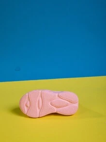 Kids' High Top Breathable Mesh Sports Shoes, Comfort Anti-Slip Fashionable LED Light Sneakers, Pink, Lightweight Slip-On For Boys And Girls