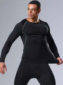 Camiseta deportiva de estilo novio con pespunte de contraste, Camiseta básica de estilo novio, Camiseta de compresión de estilo novio - Multicolor - Ver 3