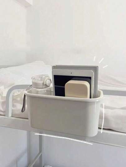 1pc/2pcs Plastic Storage Rack, Bedside Hanging Basket, Student Dormitory Bedside Phone Holder, Small Hanging Shelf, Dorm Room Must-Have For Top/Bottom Bunk