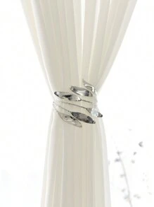 1pc Silver Metal Curtain Tie Backs, Home Decor - Silver - View 1