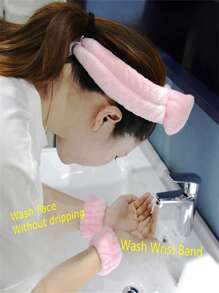 3PCS/2PCS/1PC Cute Bow Wash Hair Band Absorbent Wrist Band Apply Mask Special Hair Band Plush Wash Cuff Moisture-Proof Sleeve Sports Absorbent Waterproof Wipe Sweat Wristband Home Bathroom Decor Fall Decor Back To School - Shape - View 4