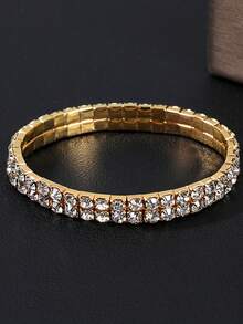 Vòng tay pha lê Rhinestone đơn/nhiều hàng co giãn thời trang, quà tặng cho vợ, bạn gái, con gái - vòng tay kim cương đầy đủ - Xem 18