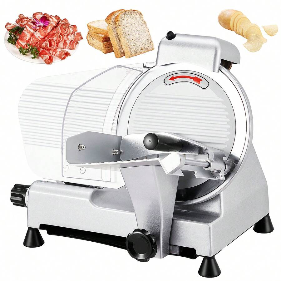 Commercial Meat Slicer, 10 Inch Electric Food Slicer, 240W Frozen Meat Deli Slicer With Premium