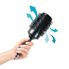 1pc Black Cylinder Curling Comb Ceramic Modeling Nylon Tooth Rolling Comb Salon High Temperature Resistant Smooth Hair Home Large Wave Aluminum Tube Comb - Multicolor - View 6