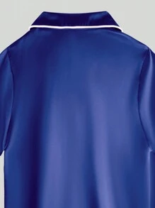 2pcs/Set Tween Girls' Blue Short Sleeve & Long Pants Pajama Set - Multicolor - View 6