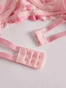 2 pièces Set de lingerie sexy pour femmes, soutien-gorge et culotte assortis à broderie florale, soutien-gorge fin à la mode, convient pour Noël, la Saint-Valentin, la lune de miel, le printemps/été, soutien-gorge kawaii ultra-fin
