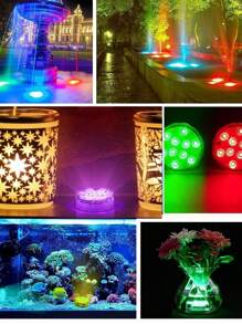 4/2/1pc Waterproof Submersible LED Lights, Outdoor Lights 16 Color Changing Christmas Lights Underwater Lights For Ponds Battery Operated ,Suitable For Night Swimming Home Parties,Outdoor Garden,Courtyard,Festival,Christmas,Weddin Party Decoration,Christmas Gift