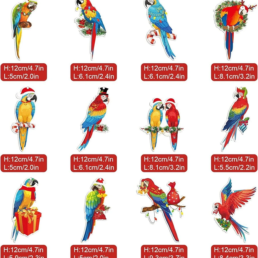 12 Christmas Eve Decorations Parrot Christmas Tree Decorations