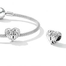 bamoer 1 PC 925 Sterling Silver Angel God Charms Wings Beads Heart Cupid Belief Pendant Fit Women Bracelet Necklace DIY Fine Jewelry - Silver - View 8