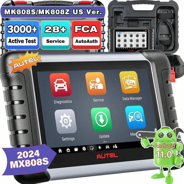 Autel Autel Scanner MaxiCheck MX808S, 2024 Android 11 US Ver. von MaxiCOM MK808S/ MK808Z, neueres Modell von MK808/ MX808, vollständig bidirektional wie MK808K-BT MK808Z-BT, 28+ Service, OE-Allsystem-Scan, FCA Autoauth